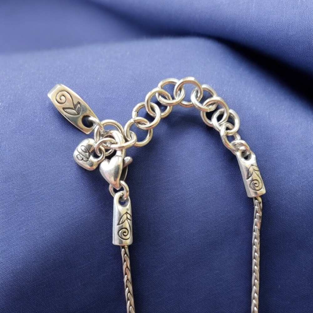 BRIGHTON Collectable Blue Crystal Decorative Bezel Slide Necklace 17"-18.75" L - Picture 7 of 13